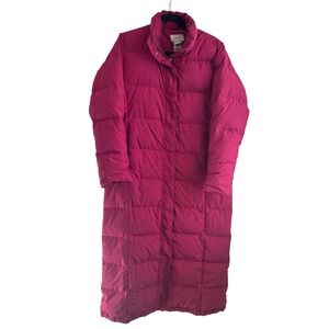 LL Bean Ultrawarm Long Puffer Coat Pink Goose Down Maxi Parka Womens Medium
